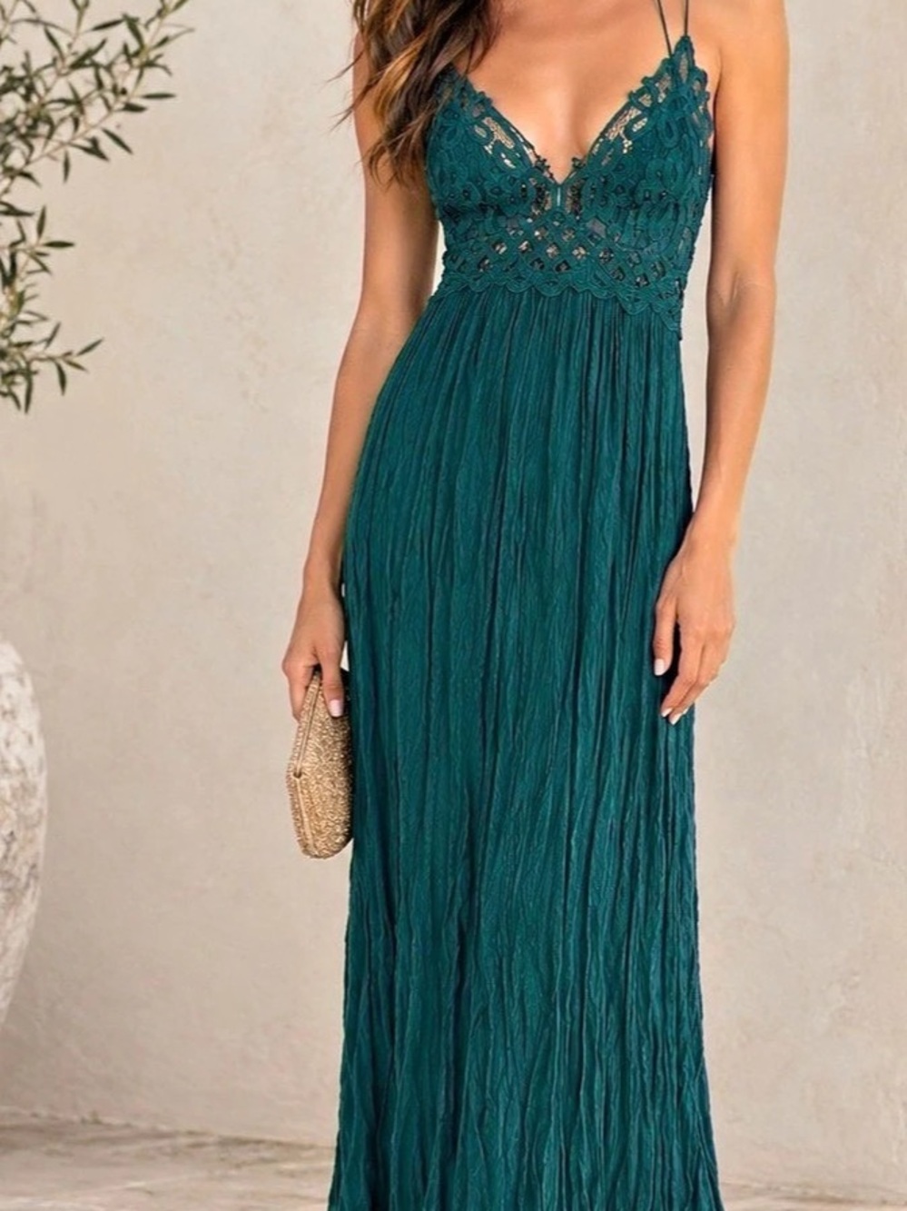 Free People Lace Maxi Dress in Green Size Medium